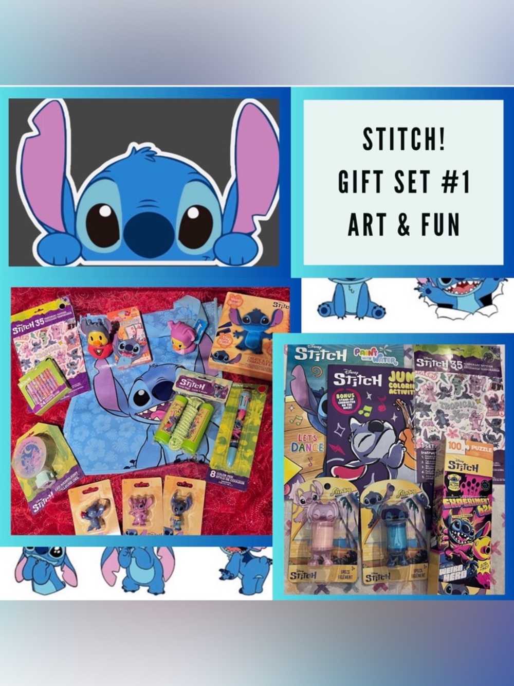 NEW: KID PACK 25 ITEMS STITCH THEMED GIFT SET #1 Over 200 pcs